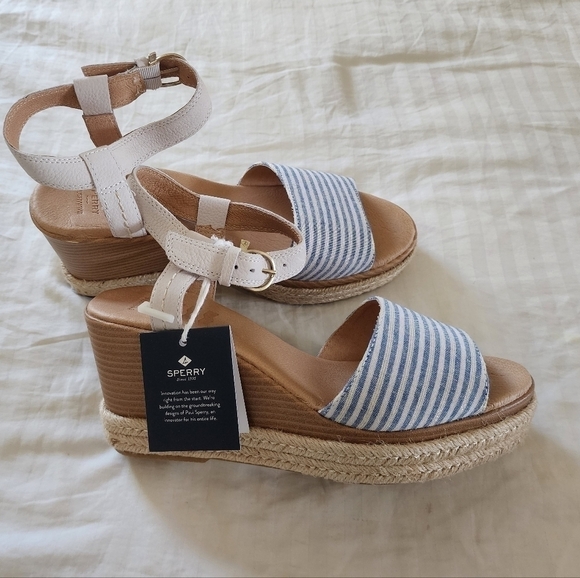 Sperry Top-Sider Fairwater Striped Wedge Sandal size 10 women New In Box - Picture 3 of 6